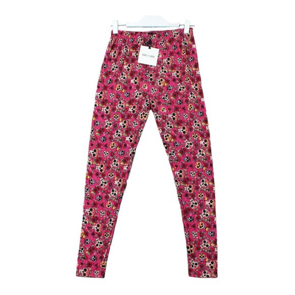 Agnes & Dora Leggings Women's Size L 12-16 Soft Stretchy Pink Jaw Pop Skulls NWT - Picture 1 of 8